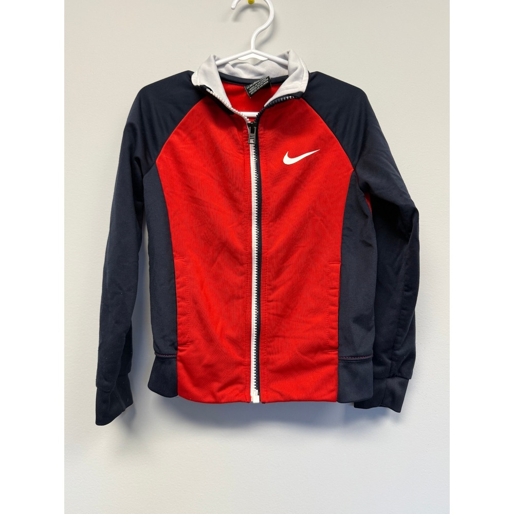 Nike Toddler Boys Red Navy Blue Full Zip Track Jacket Swoosh Logo 4T